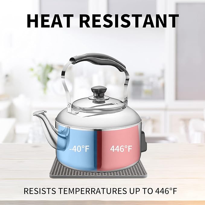 Silicone Trivet Mats, Silicone Pot Holders for Hot Pots and Pans, Heat Resistant Counter Mats for Tables, Countertops, Spoon Rest and Large Coasters, 4 Pack Gray Trivets for Hot Dishes