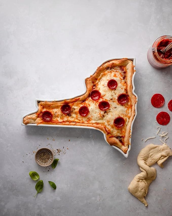 New York Shaped Baking Dish, Serving Platter or Decorative Tray Charming Porcelain Bakeware Oven Microwave and Dishwasher Safe