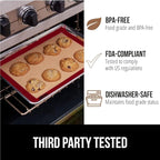 GORILLA GRIP Reusable Nonstick Silicone Baking Mat, 2 Pack, BPA-Free Oven Safe Food Liner, For Cookie Sheets, Toaster Ovens, Easy Clean Pastry Mats, Kitchen Essential, 11.75x8.25, Quarter Sheet, Red