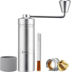 Manual Coffee Grinder, Hand Coffee Grinder, Metal Body with Seven star titanium plated 440 Stainless Steel Conical Burr Portable Coffee Grinders for Home Use, Office, Travel