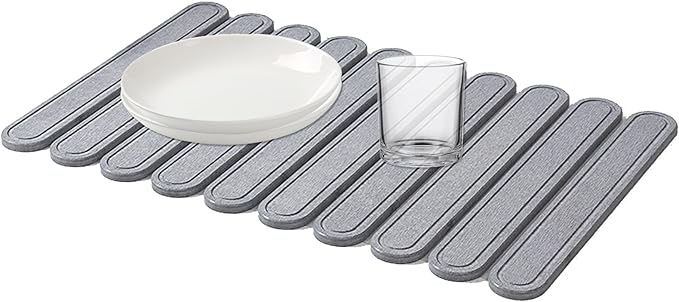 Large Stone Dish Drying Mat for Kitchen Counter, 24"×16"- Quick Drying Diatomaceous Earth Mats for Multi - Purpose, Eco-Friendly ,Super Absorbent, Foldable ,Non-Slip