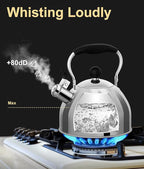 Whistling Tea Kettle for Stovetop, 2 Quart Small Tea Kettle for Tea and Coffee, 1.8L Food Grade Stainless Steel Tea Pot, Hot Water Kettle for Stove Top, Water Boilers (Stainless Steel)