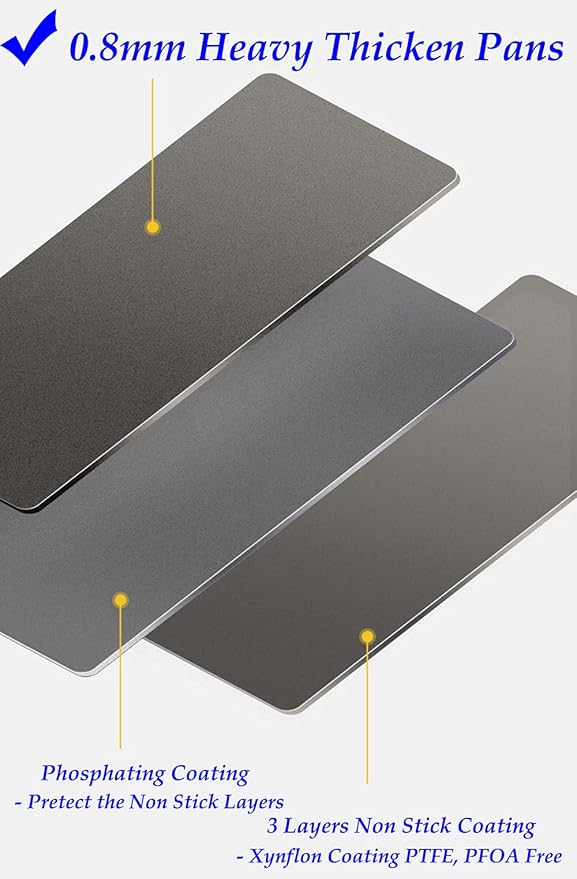 Thicken 1/4 Quarter Cookie Baking Sheet Pan 13.58 x 9.84Inch (Inner 12.8x9.06) Non-Stick Carbon Steel Bakeware 2 Pack