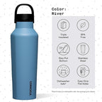 Corkcicle Sport Canteen Insulated Tumbler, River, 20 oz – Reusable Water Bottle Keeps Beverages Cold for 25 Hours & Hot 12 Hours – Cupholder Friendly Tumbler with Screw-On Cap