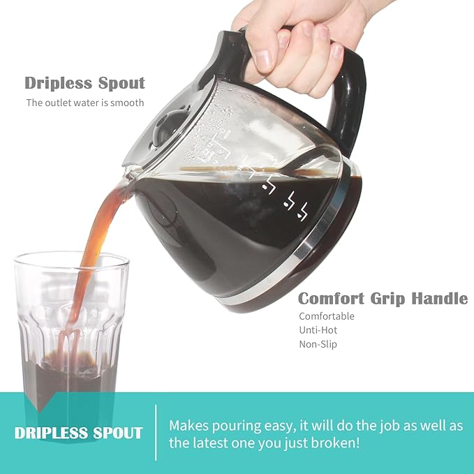 12-Cup Replacement Carafe Compatible with Black and Decker Coffee Maker Model# CM1160B, CM1160W