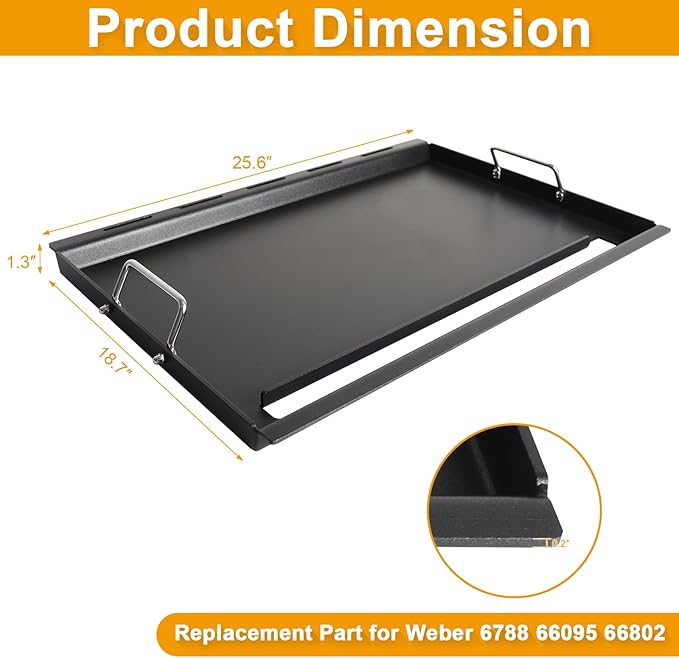 6788 Griddle Insert for Weber Genesis II 300 Series Gas Grill Non-Stick Full Size Cooking Plate Replacement Part for Weber GS4 Genesis II E310 E315 E325 E330 E335 S310 S335 Genesis II LX 340