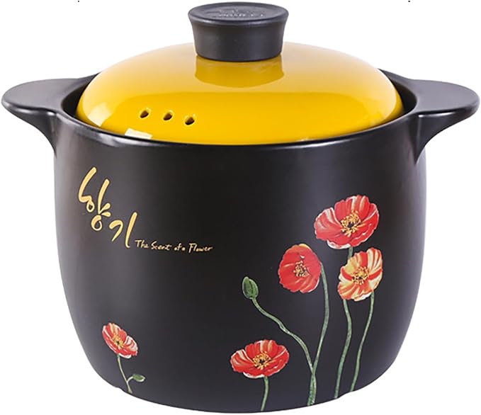 Ceramic Clay Pot for Cooking with Lid Chinese Stew Hot Pot, Earthenware Pot For Cooking Rice, Noodle and Porridge Milk Soup, Casserole Nonstick Cookware for Home Restaurant,6.5l