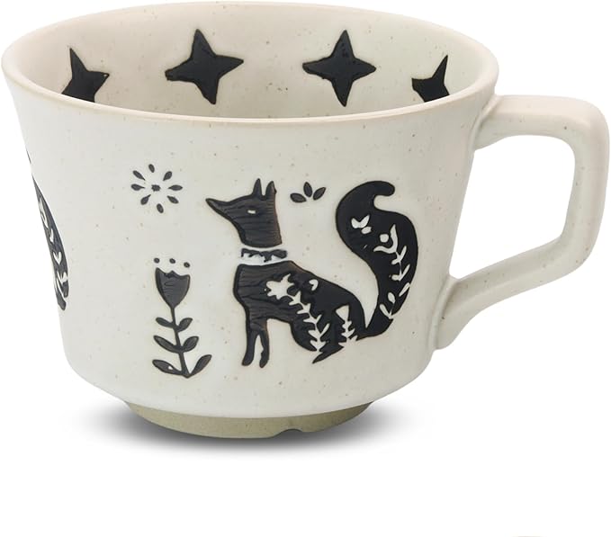 Ceramic Coffee Mug, 12 oz Novelty Unique Teacup with Handle, Stoneware Cup for Tea Mocha Latte Cappuccino Espresso (Fox)