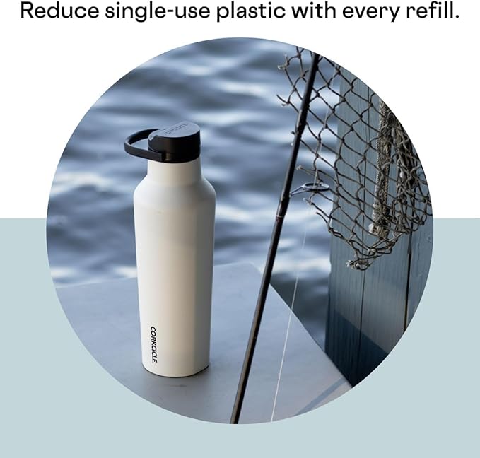 Corkcicle Sport Canteen Insulated Tumbler, Powder Blue, 32 oz – Reusable Water Bottle Keeps Beverages Cold for 25 Hours & Hot 12 Hours – Cupholder Friendly Tumbler with Screw-On Cap