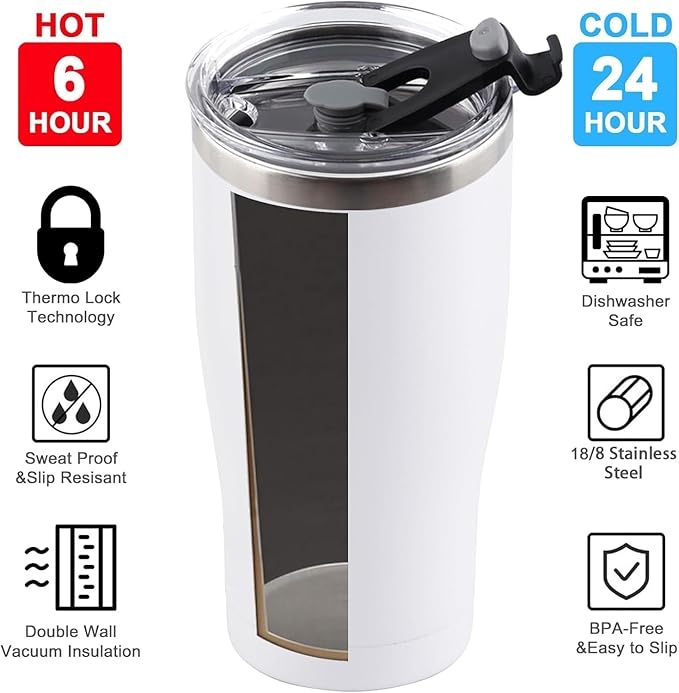 25 Pack 30oz Stainless Steel Tumblers Bulk Reusable Travel Mugs with Lid, Double Wall Powder Coated Coffe Cup for Home, Office, Outdoor Suitable for Vehicle Cup Holders White