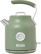 Haden Dorset 1.7 Liter Stainless Steel Electric Kettle, Hot Water Kettle with 360-Degree Base and Auto Shutoff, Cedar Green & Chrome