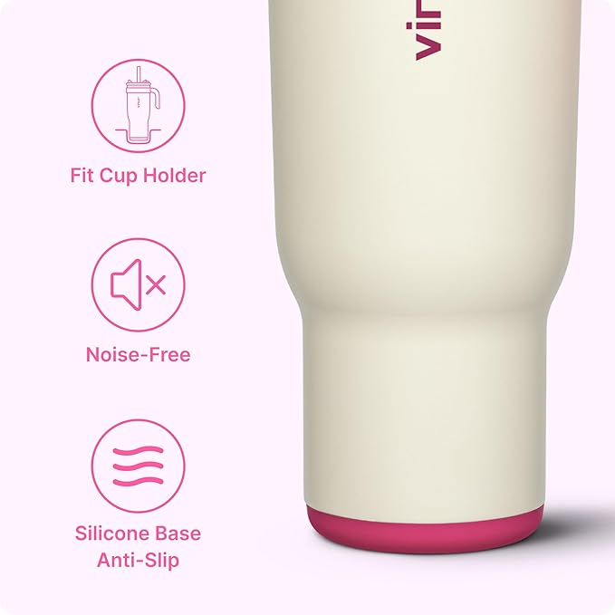 VINUR Insulated Coffee Tumbler with Handle-30 oz Stainless Steel Vacuum Tumbler with Lid and Straw, Leak Proof Water Cup for Travel (Cream)