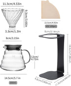 Coffee Pour Over Set – Complete Pour Over Coffee Maker with Dripper, Pot, and 100 Filters | Portable V60 Style Drip Coffee Pour Over