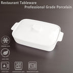 10" x 7" Casserole Dish 1.7 Quart Ceramic Bakeware Set with Lids, Chip and Crack Resistant Ceramic Casserole Dish with Handle 11.6 In, Microwave, Dishwasher, Oven, Freezer and Fridge Safe