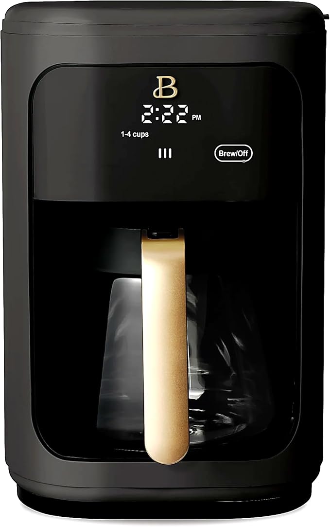 Beautiful Large Capacity 14-Cup Programmable Coffee Maker with 1-4 Cup Mode & Charcoal Filter by Beautiful (Black Sesame)