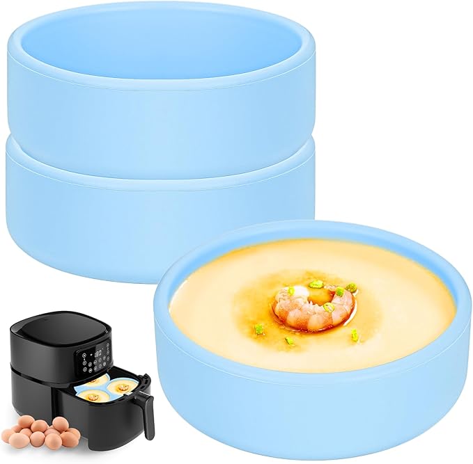 Silicone Egg Bites Molds - 2Pcs Air Fryer & Microwave Egg Maker Pan, 4 inch Reusable, Dishwasher Safe (Blue)