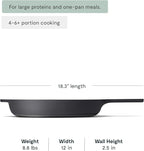 Caraway Cast Iron Skillet - 12” Enameled Cast Iron Pan With 3 Layer Enamel Coating - No Seasoning Required - Compatible With All Stovetops - Free From Forever Chemicals - Charcoal