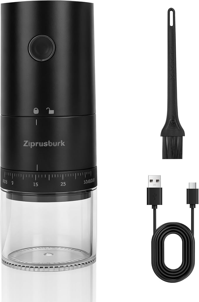 First Grind-While-Charging Rechargeable Coffee Grinder, 1.7X Faster Grinding with Portable Electric Burr Coffee Grinder with 38 Adjustable Grind Settings (CERAMIC BURR - Black)