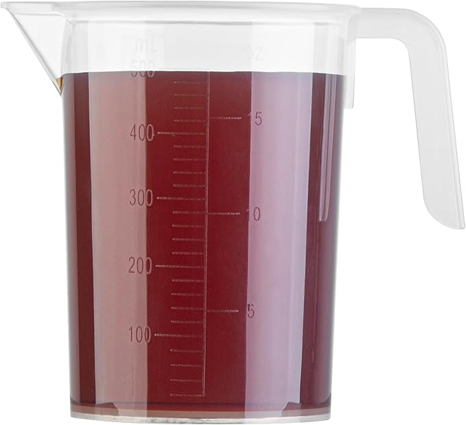 Restaurantware Measuring Cup, 16 Ounce Pack of 1 Conical Spout Liquid Scaling Vessel Embossed Ml and Oz Graduations, Clear Plastic Measuring Cup with Handle, For Cooking Baking For Oil Flour