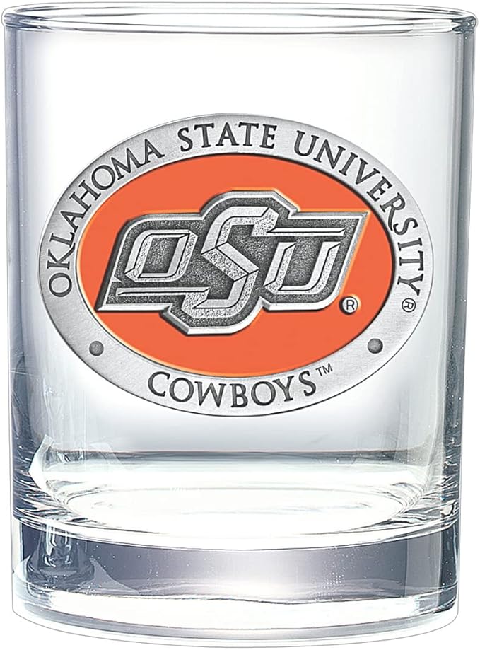 Heritage Pewter Oklahoma State Double Old Fashion | Double Rocks Glass 14 OZ for Liquor | Expertly Crafted Pewter Glass