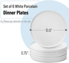 BTaT- Porcelain White Dinner Plates, Set of 6, 10.6 inch, Salad Serving Modern Round Dishes, Smooth Glaze, Dishwasher Safe, Microwave Safe, Oven Safe, Scratch Resistant