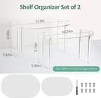 Clear Cabinet Organizer, Storage Shelf Set of 2 | Stackable Kitchen Counter Shelves for Spice Racks, Pantry & Countertop Storage | Space-Saving Bathroom/Desk Organizer