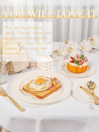 WDF 200PCS Ivory Plastic Plates - Elegant Ivory Disposable Plates for Party- Include 100 Dinner Plate 10’’ and 100 Plastic Dessert Plate 7’’ Perfect for Wedding/Party/BirthdayBaby Shower