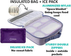 Bento Box with Bag and Ice Pack Set for Kids. Lunch Boxes Snack Containers for Boys Girls Adults. 6 Compartments, Leak-proof Portion Container Boxes Insulated Bags for School Lunches, BPA Free, Purple