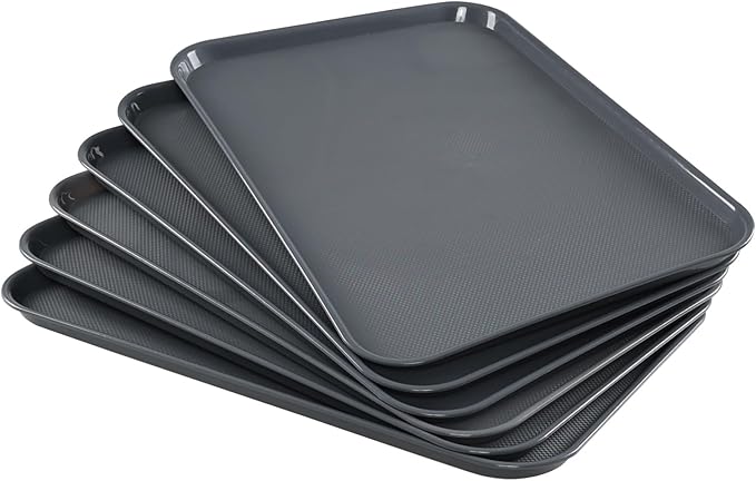 Gray Large Plastic Trays, Multi-Purpose Boot Trays, 25.23" x 17.59", 6 Packs