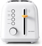 BUYDEEM DT620 2-Slice Toaster, Extra Wide Slots, Retro Stainless Steel with High Lift Lever, Bagel and Muffin Function, Removal Crumb Tray, 7-Shade Settings,Arctic White