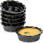 vicrays Ceramic Pie Pan for Baking - 5.5 inch Small Pie Plates Deep Dish Round Pot Casserole Mini Serving Bowl - Microwave Oven Safe for Dessert Apple Pie Cake Tart Pizza Set of 6 - Black