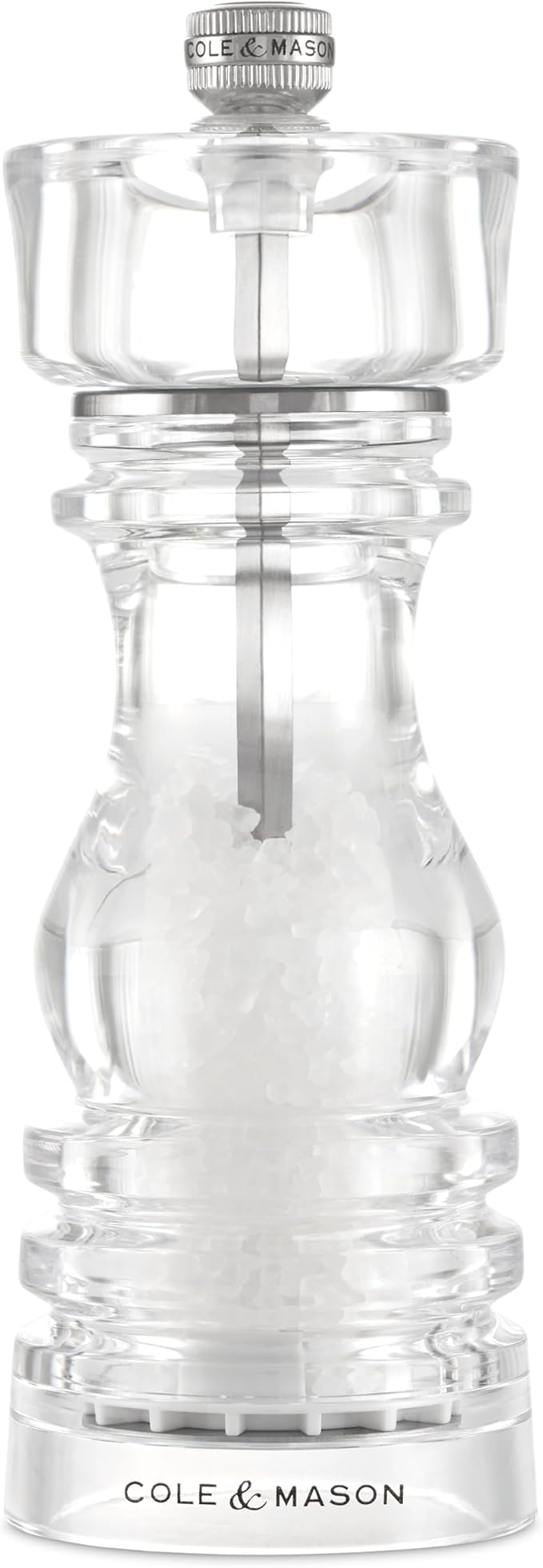 Cole & Mason London Refillable Spice Mill - Kitchen & Home Accessory - Table Salt Grinder - Salt Mill with Ceramic Mechanism - 7", Acrylic