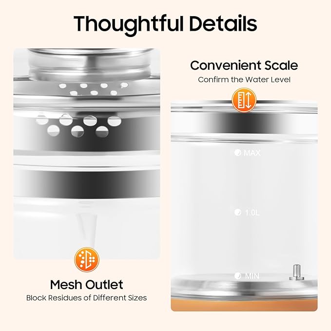 Electric Tea Kettle, 1.8L 800W Multifunctional Glass Kettle Health Pot Tea Maker Household W/Filter+ Digital Heating Base For Health Medicine Meals, Boiled Eggs, Noodles, Coffee, Soup, Hot Pot