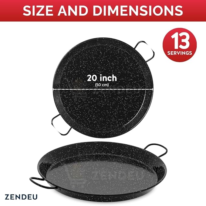 Enameled Paella Pan (Carbon Steel, 20 in - 50 cm (13 Servings))