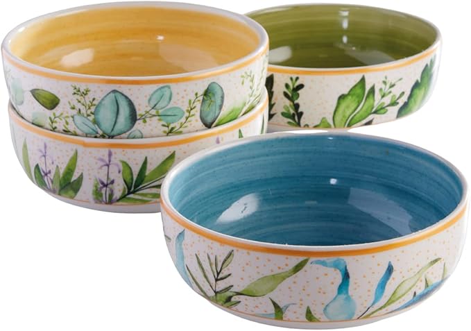 Corona 4 dinnerware Bowls Set | Siena 21oz | service for 4 | Ceramic | Garden decor | Set 4 Bowls | Cerámica