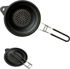 Silicone Collapsible Colander with Handle,Home/RV Kitchen Space Saving Silicone Colander,Drainage of Food,Vegetables,Fruits (Black)