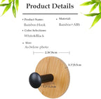 Self Adhesive Hooks, Robe Hooks Reusable Seamless Hooks, Heavy Duty Adhesive Hooks, Utility Hooks for Bedroom, Kitchen, Bathroom 4 Pack (Black)