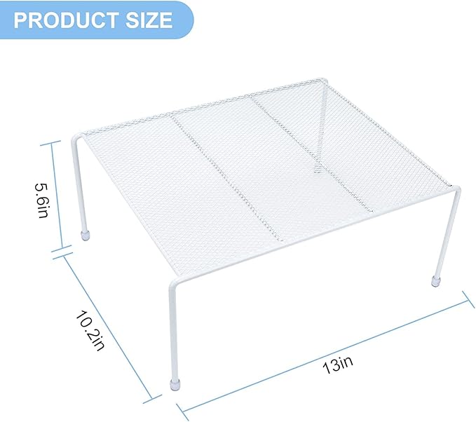 Set of 2 Mesh Kitchen Shelves Cabinet Storage Shelf Rack (13.1 x 10.2 Inch) ，Kitchen Bathroom Pantry Cupboard Desk Home Office, Fridge, Cabinet, Bathroom Cupboard (White)