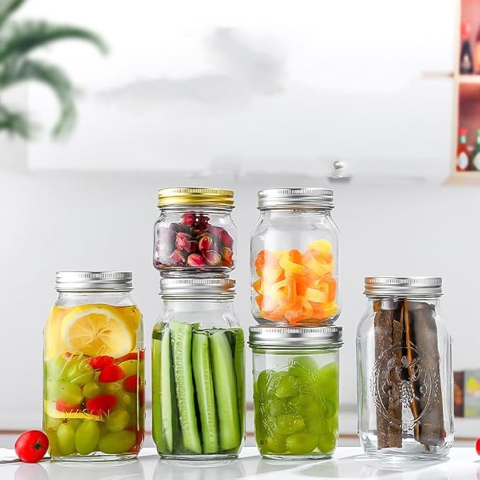 BSL 48 Pcs Canning Lids with Rings, Premium Mason Jar Lids with Bands/Rings for 86mm Wide Mouth Jars - Food Grade Material, 100% Fit & Airtight