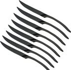 JASHII 18/10 Stainless Steel 8 Piece Mirror Polished Black Steak Knife Black Utensil Set