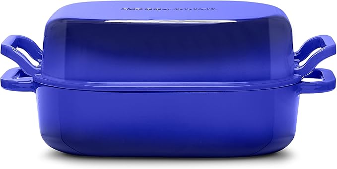 Signature Enameled Cast Iron Sourdough Bread Oven | Non-Stick with Tight Fitting Lid for Perfect Baking and Bread Making | 6QT Rectangle Oven With Lid [Indigo Blue]