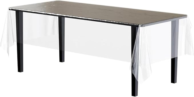 Exquisite Party Solids 12-Pack Premium Plastic Tablecloth 54in. x 108in. Rectangle Table Cover - Clear…