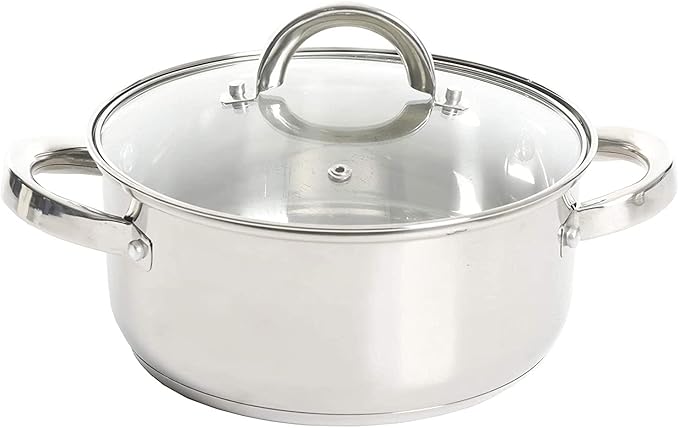 Oster Sangerfield 3.0-Quart Stainless Steel Dutch Oven with Steamer Basket – Durable Kitchen Cookware for Slow Cooking and Steaming