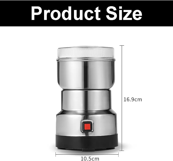 Electric Grinder, 10-Second Fast Grinding for Coffee Beans/Spices/Grains, Stainless Steel Blades, Low Noise Compact for Kitchen Use