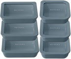 Ceramic Coated Glass Food Storage Container | No PTFE, PFOA, PFAS, and BPA | Reusable Non Toxic Meal Prep Container with Glass Lid | Easy To Store | 6 Piece Food Prep [Dusk]