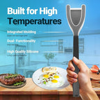 Silicone Egg Flipper Spatula Tongs (Set of 1) – Non-Stick 2-in-1 Grip & Flip Kitchen Tongs for Pancakes, Fish, Eggs, and More – Heat Resistant Cooking Tool (Black) (Black)