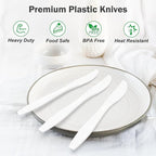 360 Count Extra Heavy Duty White Plastic Knives Disposable, BPA-Free, Heat Resistant, Solid and Durable Disposable Knives Bulk, Premium Plastic Knives heavy duty for Party Supply