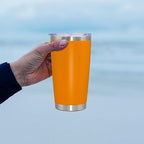 20 oz Tumbler Coffee Tavel Tumblers Bulk with Lid Stainless Steel Double Wall Vacuum Insulated Mug Powder Coated Cups fit Car Cupholder for Hot and Cold - Orange, 12Pack