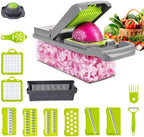 Vegetable Chopper, Veggie Chopper with Container and Lid, Kitchen Vegetable Slicer, Cheese and Onion Slicer, Multifunctional Food Chopper (Black)