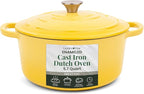 Larder & Vine Enameled Cast Iron 5.7qt Dutch Oven Pot with Lid | Bread Baking | Compatible on All Cooktops & Oven Safe to 500° F | Great for Sourdough Bread | Limoncello